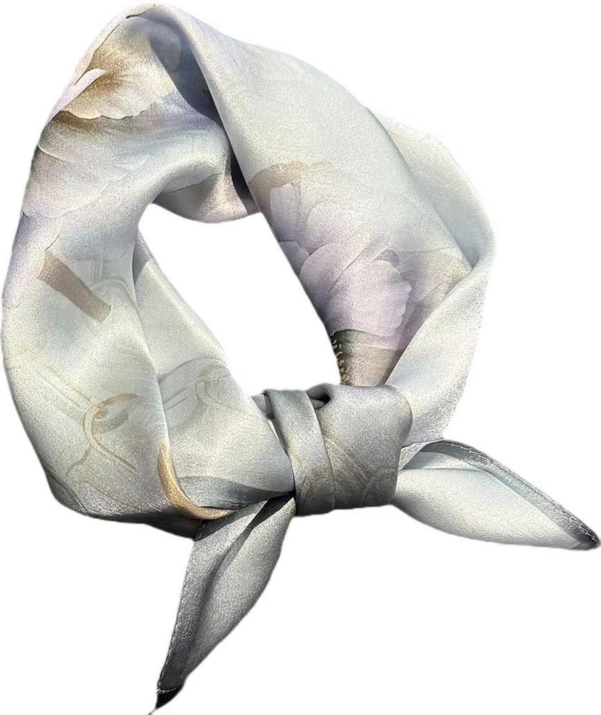 100% Pure Silk Scarf Women Neck Foulard Square Headband Scarves Bandana Fashion New Hijab Print Poncho Scarves Pashmina 53cm