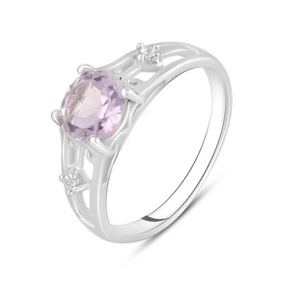Silver Ring with Natural Amethyst 1.196ct, White Topaz (2116554)