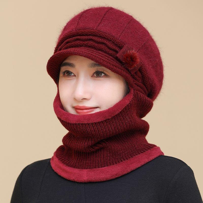 Winter Wool Hat One-piece Hat Women's Scarf Cycling Warm Face Knitted Hat Cold