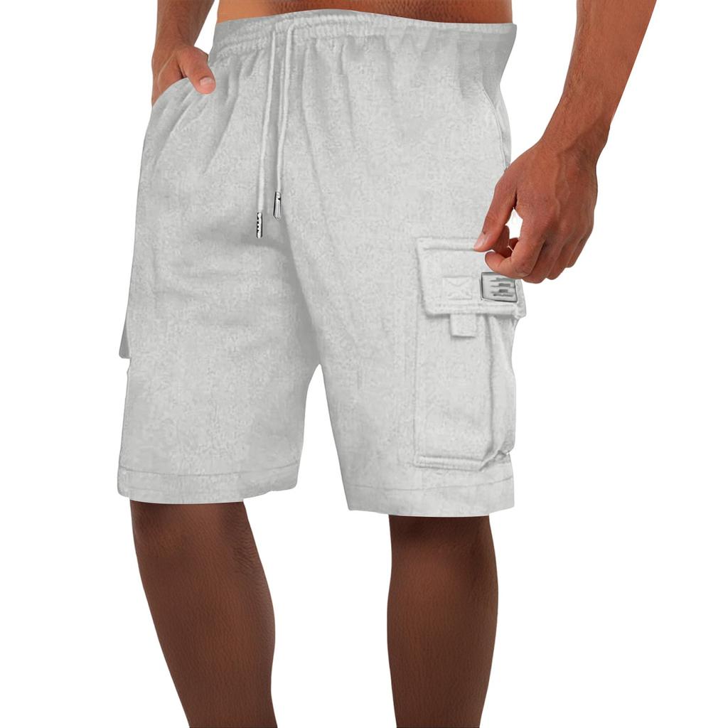 Shorts Masculinos Casuais com Cordão Cintura Elástica Shorts Esportivos para Homens com Bolsos Shorts de Academia para Homens Shorts Cargo para Homens