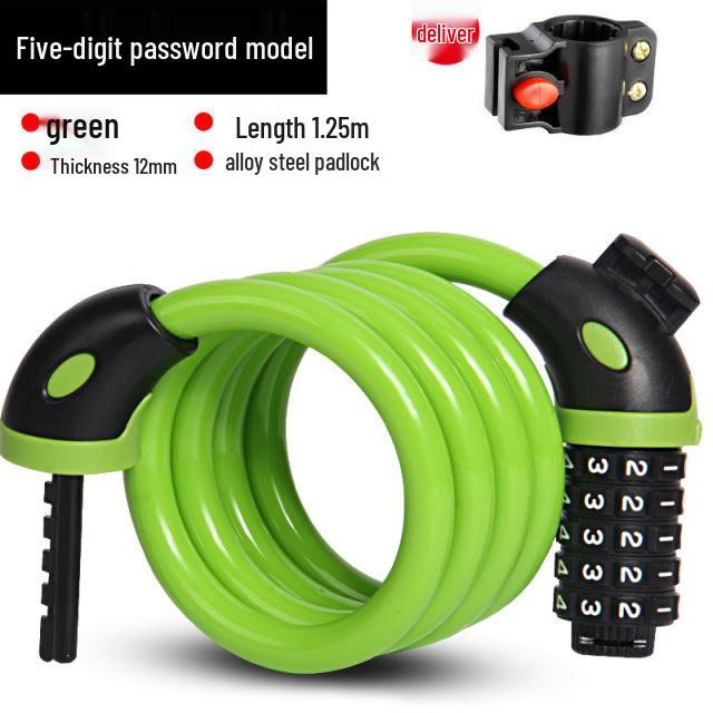 Portable Frosted Steel Cable Bicycle Lock with Anti-Theft Combination for Mountain Bikes and Electric Vehicles