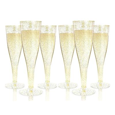 6.5oz Disposable Goblet Champagne Glasses Party Wine Cups For Birthday Shower Parties Wedding Garden