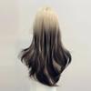 Ombre Blonde Black Synthetic Layered Wig for Lolita Cosplay Daily Party Women Long Straight Wig with Bangs