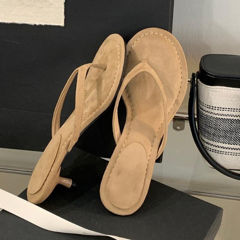 

Fashion Fashion Round Clip Toe Thin Low Heels Women Slippers Outdoor Casual Sandals 2025 New Summer Flip Flops Shoes 40 абрикосовый