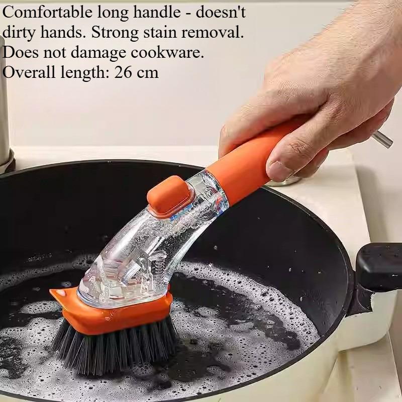1PC Household Kitchen Pot Brush Artifact Washing Splash-proof Pot Brush Multifunctional Dormitory Kitchen Brush Press Cleaner Integrated Brush