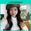 Knitted Beret Hat For Women With Embroidered Floral Design And Sun Protection For Autumn And Winter Wear