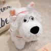 White West Highland Terrier Plush Dog Toy With Rainbow Hat And Bow Flower Decor