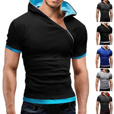 YYear Mens Short Sleeve Summer Heap Collar Personality Athletic Casual T-Shirt