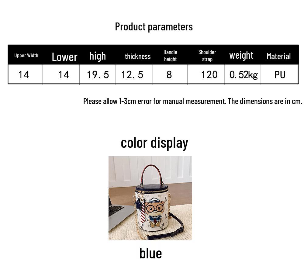 New Cartoon Design Cylinder Crossbody Shopping Bag