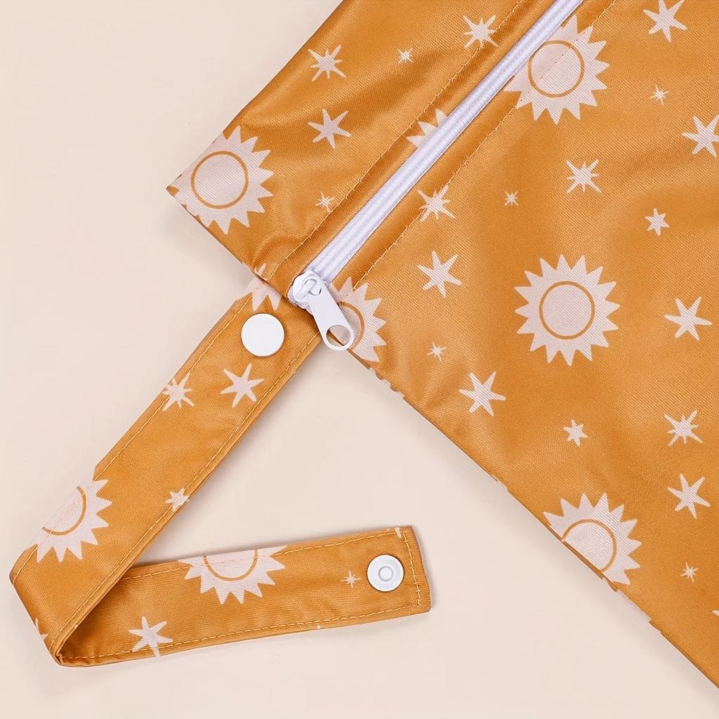 Reusable Wet Bags, Polyester Nappy Changing Bags with Sun & Cactus Patterns, For Swimming, Camping, Travel, Gym, Beach