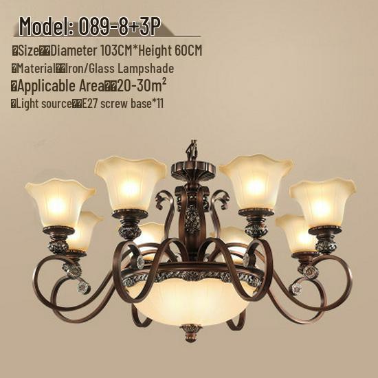 Retro Wrought Iron Pendant Light for Living Room, Villa, or Staircase