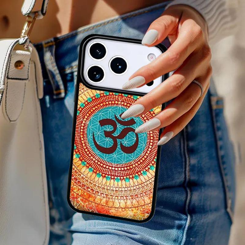 

Aum om Namaste symbol floral zen yoga Phone Case For iPhone 17 Air 14 15 13 12 Max Cover For Apple 16 16e 11 Pro Max Plus Coque iPhone 17pro max
