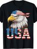 Patriotic American Flag Bald Eagle Graphic Men’s T-Shirt USA Freedom Black Tee