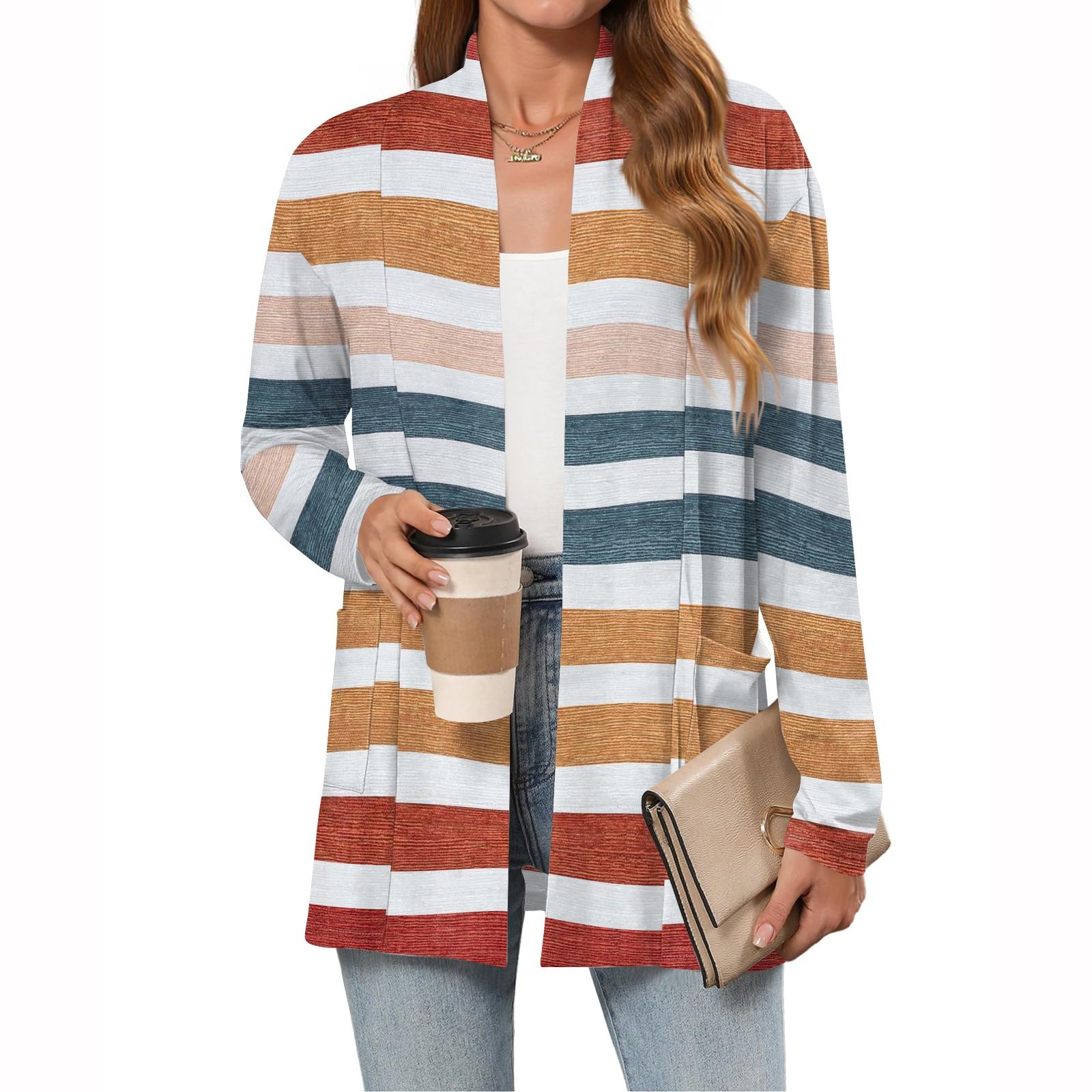 

Женские легкие кардиганы с открытой передней частью, с длинными рукавами, повседневные, свободные, тонкие кардиганы с карманами XXL киноварь