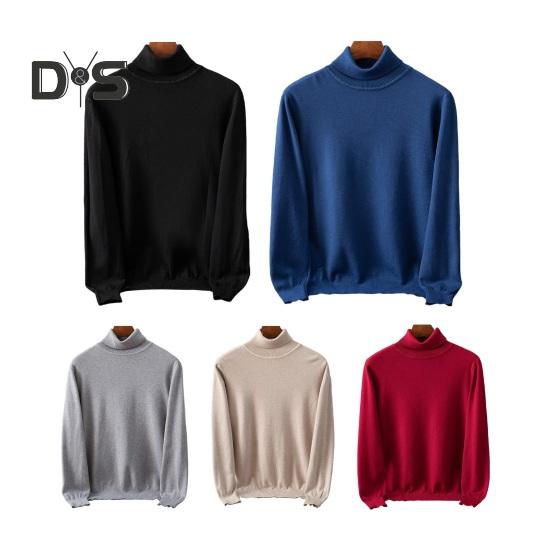 Podzim Zima Pánský svetr Vysoký límec Úplet Silný Elastický Dlouhé Rukávy Teplé Jednobarevné Spodní Úplety Volné Denní nošení Pracovní svetr