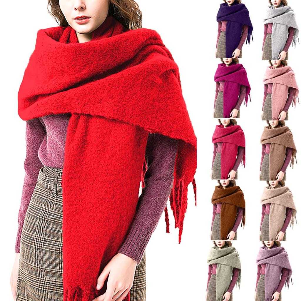 Women's And Winter Christmas Fashion Warm Casual Solid Color Long Scarf