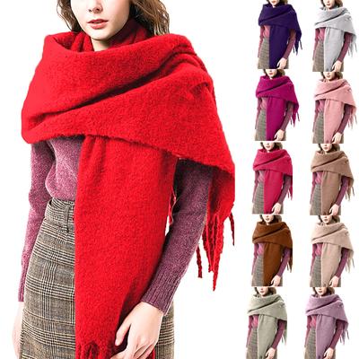 Women's  And Winter Christmas Fashion Warm Casual Solid Color Long Scarf