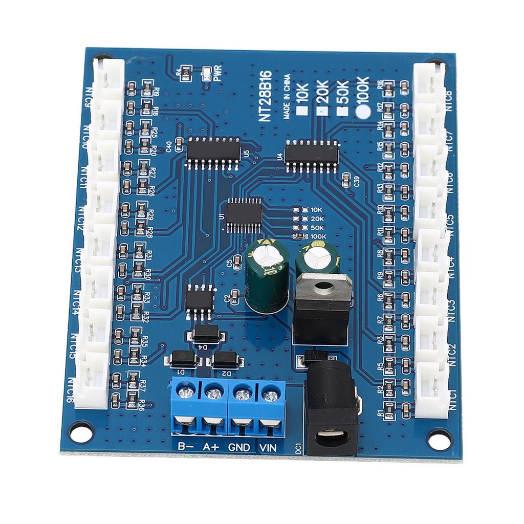 Temperature Sensor Module 16 Channels RS485 ‑20 celsius to +125 celsius Temp Measurement Board for B3950 1percent