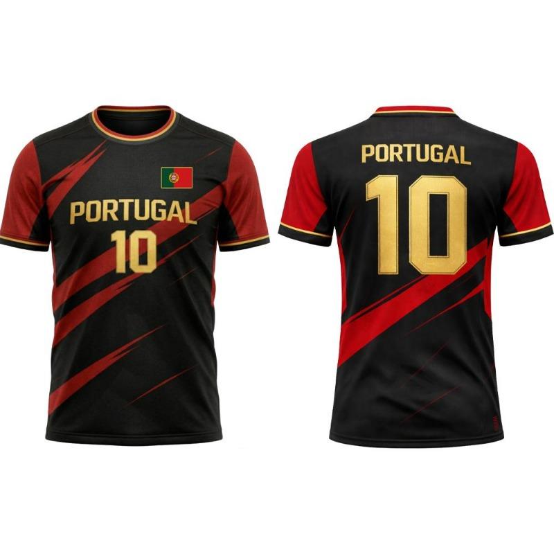 T-shirt met Portugese Vlagprint Zomer Voetbal Trainingsuniform Heren