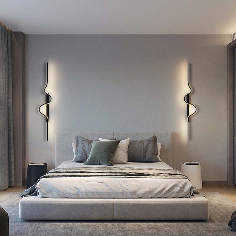 Creative Minimalist Long Strip Light Living Room Sofa Background Wall Light Bedroom Bedside Wave-shaped Decorative Light