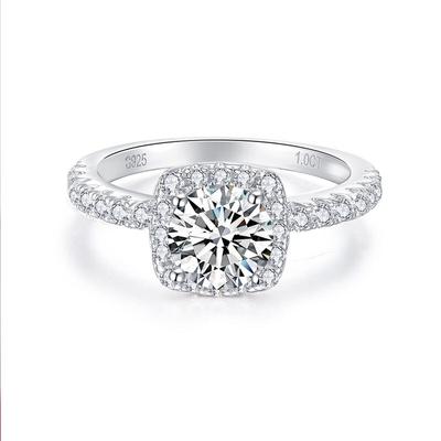 Moissanite Ring For Women 2ct Diamond 925 Sterling Silver White Gold Plated Proposal Rings Weddig Engagement Band Gifts