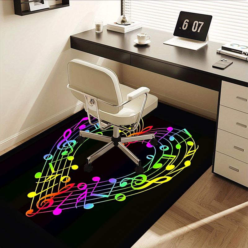 Rainbow Musical Notes Chair Mat Office Carpet, Oversized Rug for Home Decor, Sofa Mat, Desk Pad, Gift Idea for Any Room