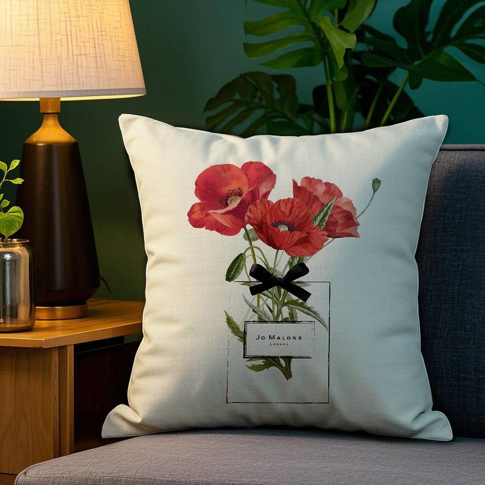 JJo MMalone LLOGO Pillow Case Plush Fabric Soft Double Sided Print Sofa Cushion Cover Throw Pillow Covers