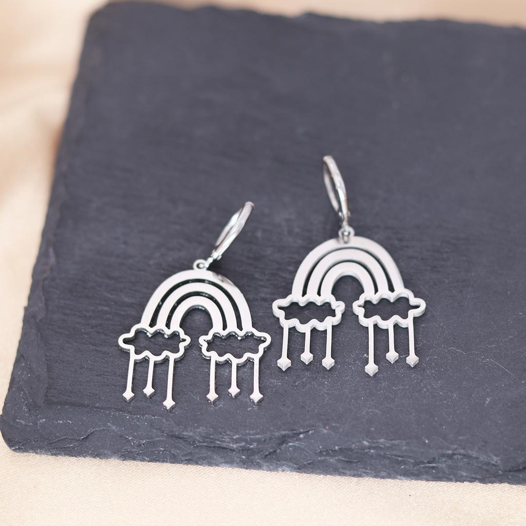 Kinitial Stainless Steel Death Moth Sun Moon Snake Mushroom Cactus Hamsa Hand Horse Earrings For Women Trendy Piercing Jewelry