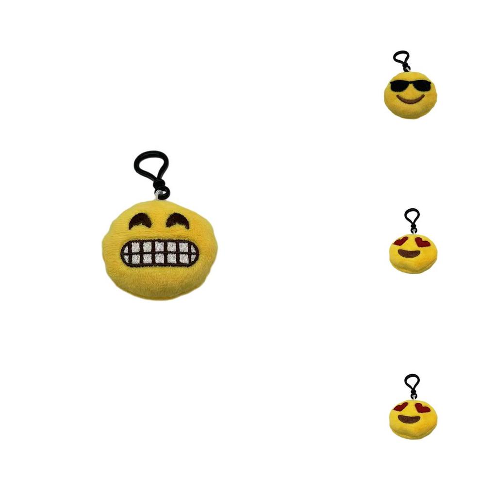 Emoji Schlüsselanhänger Plüschpuppe mit kurzen und niedlichen Gesichtsausdrücken für Handyzubehör und Sammler