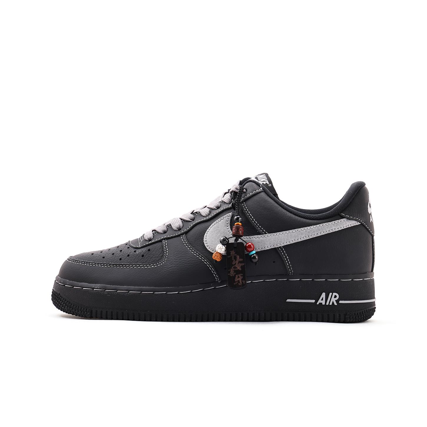 

Nike Air Force 1 Leather Cushioning Coverage Slip Resistant Low top Skateboard Shoes Unisex Black Gray HQ2037-006(Team59-) 38.5