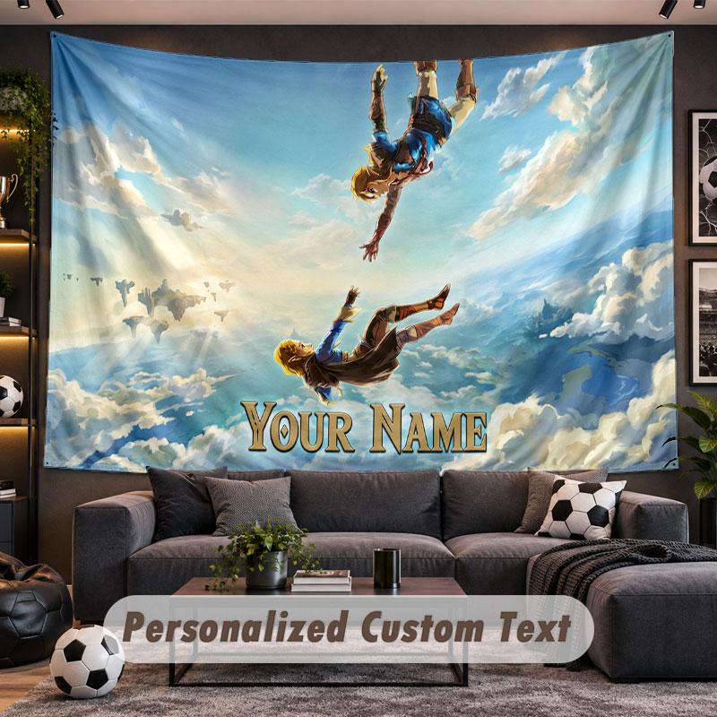 Wall Hanging Tapestry Custom NameZelda Pattern Personalized Printed Fabric Wall Decor