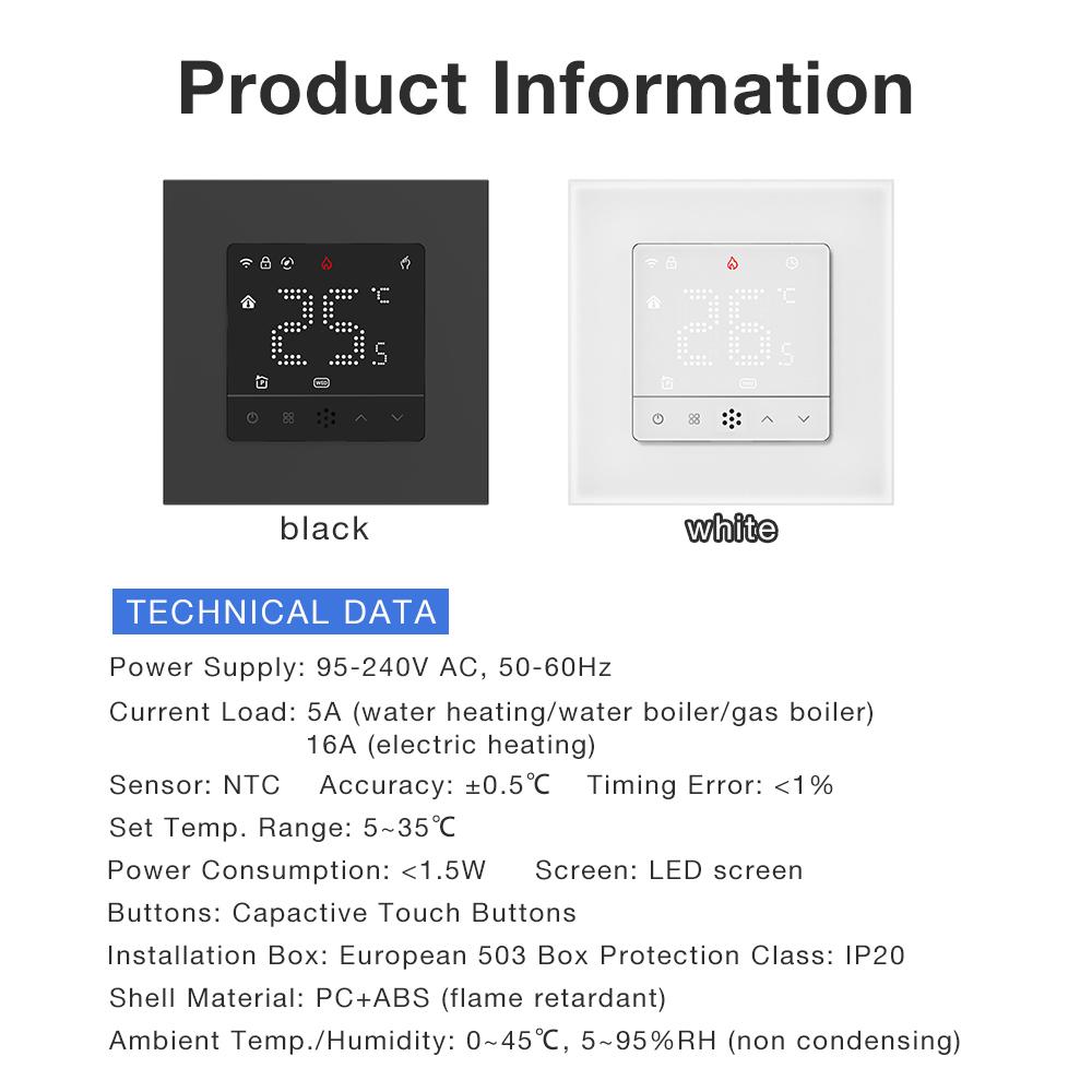 Tuya Programmable Temperature Controller WiFi Smart Thermostat 5~35°C Water Floor Boiler Electric Heating Work With Google Home