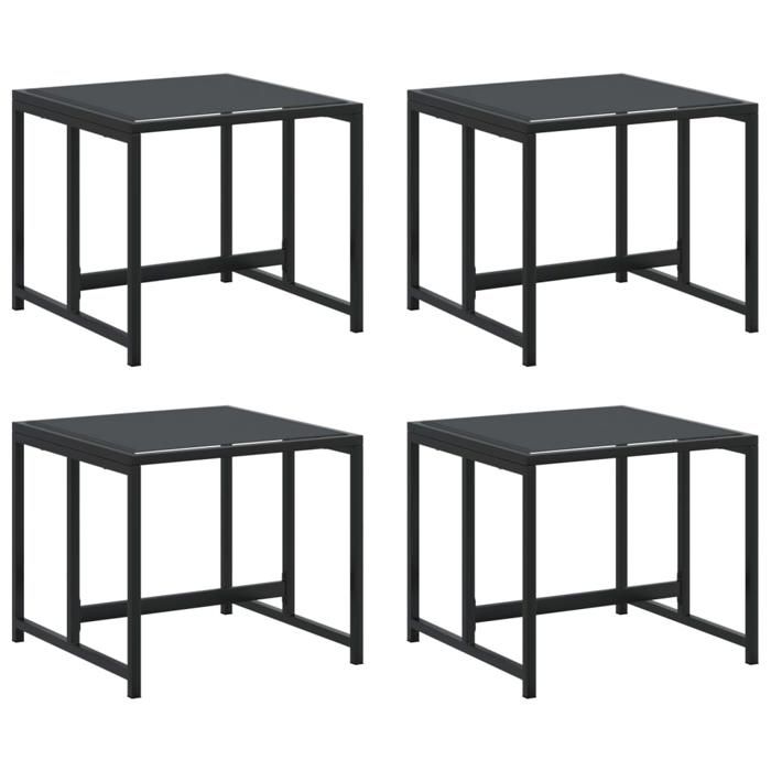 VidaXL Tabourets de jardin 4 pcs noir acier et textilène, siège de jardin, tabouret d'extérieur, siège cube, siège 4008594