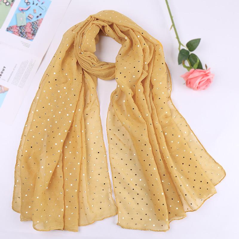 Women Plain Lurex Glitter Loop Dot Viscose Scarf Ladies Shimmer Shawls and Wraps Pashmina Stole Muslim Hijab Sjaal 180*70Cm
