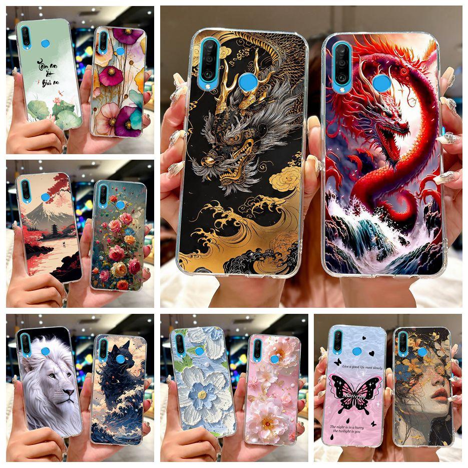 For Huawei P30 Lite Case Cool Dragon Pattern Cover Clear Silicone Soft Slim Phone Case For Huawei P30 Pro P 30 Lite P30Lite Bags