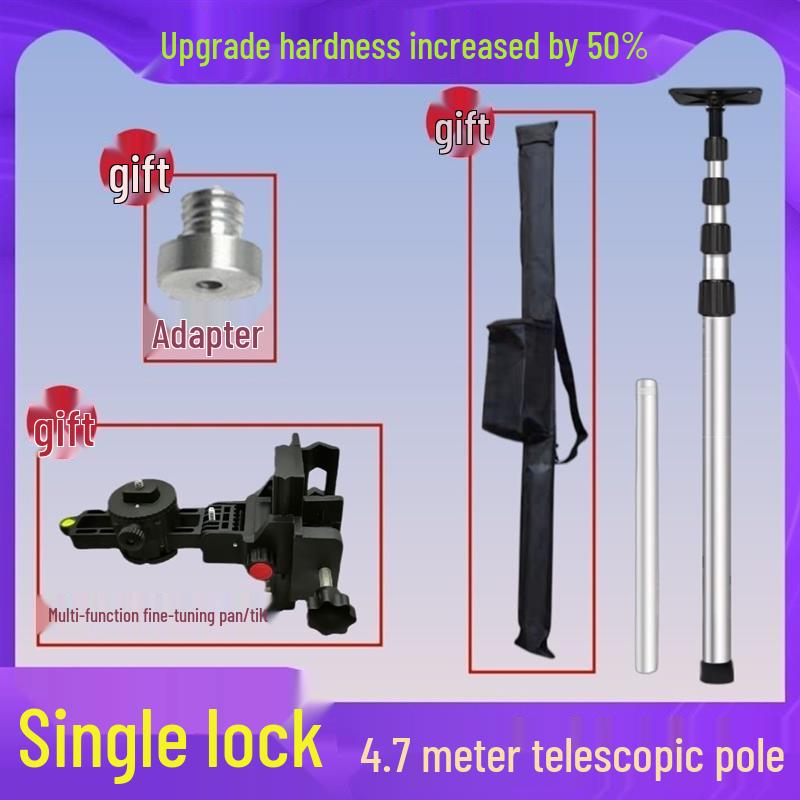 Telescopic Stainless Steel Spirit Level with Infrared Bracket & Fine-Tuning Gimbal for Ceiling Support