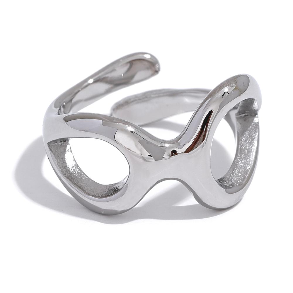 

Yhpup Big Promotion Minimalist Geometric Hollow Creative Stainless Steel Gold Color Ring Stylish Occident Jewelry Wholesale 7