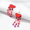 New Valentine's Day Heart Acrylic Earring for Women Mirrored Love-Shape Raindrop Long Tassel Drop Earrings Trendy Jewelry Gift