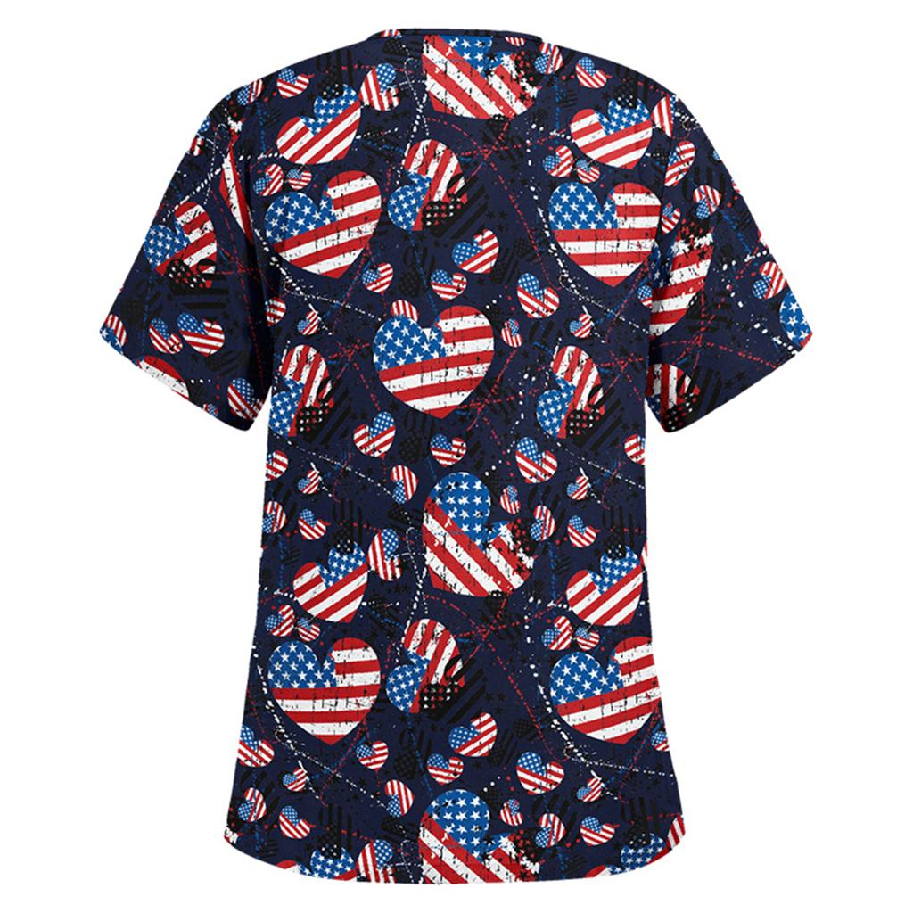 Women Short Sleeve V-neck Tops Working   Blouse