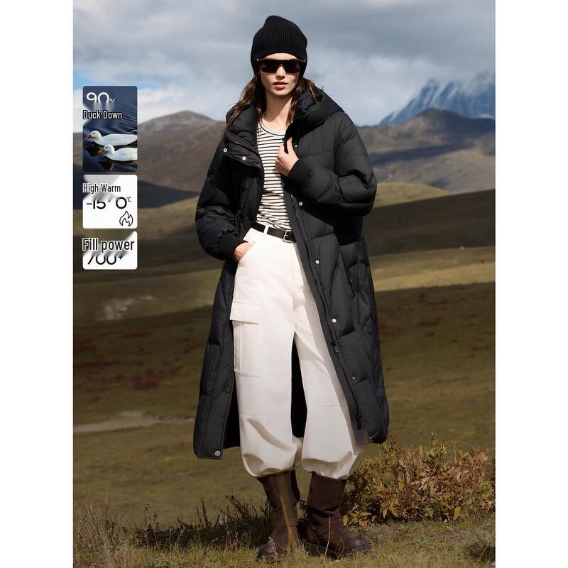 ELLE Women s Black Hooded Duck Down Jacket S