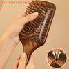 1pcs Sandalwood Hand Carved Air Cushion Comb With Wood Teeth, Scalp Massage Brush For All Hair Types, Wooden Hair Styling