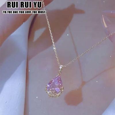 RUI RUI YU Water Drop Cubic Zirconia Crystal Women's Necklace Simple and Elegant Female Accessories Gift Wedding Jewelry