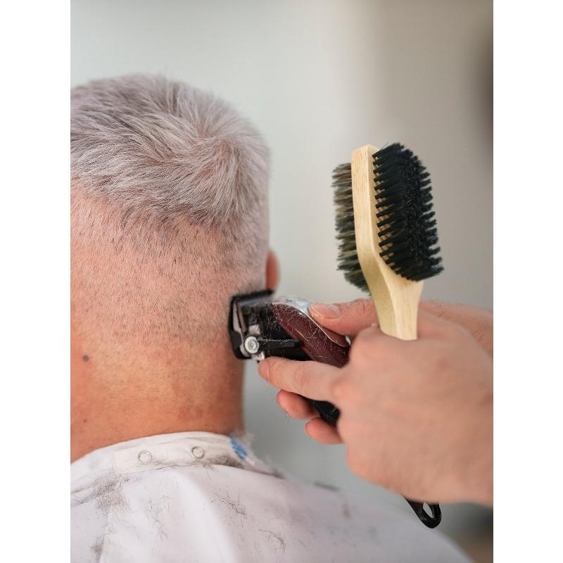 1pc Dual Side Wooden Beard Brush With Bristles & Nylon Bristles For Men's Beard Care, Hair Styling, Cleaning & Multifunctional Wood Handle Hair Tools