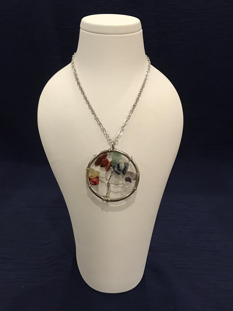 Nacre ,Garnet ,Chakra,Tiger Eye,Stone Coral, Turquoise, Amethyst, Aventurine, Natural Stone Wire Wrapped Tree of Life Natural Stone Necklace