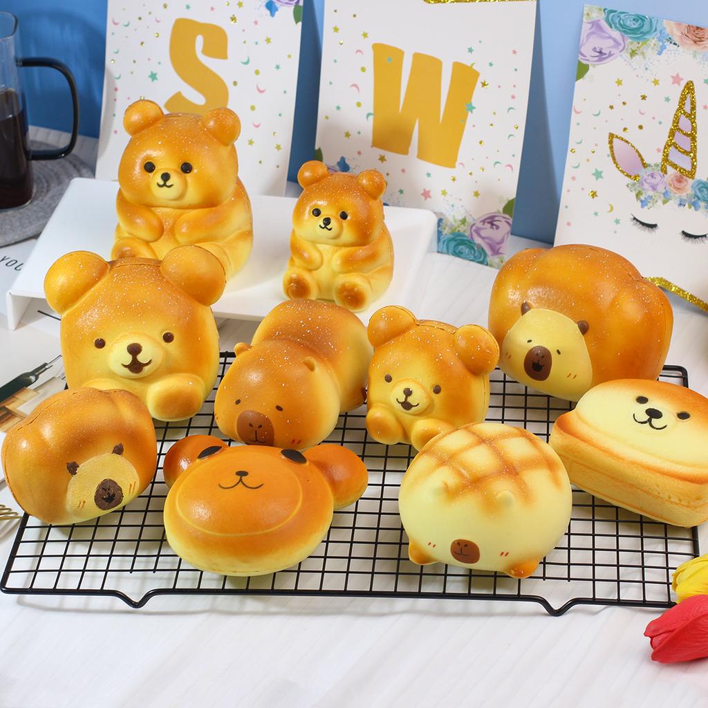 Dessin Animé Animal PU Jouet à Rebond Lent Simulation Mignon Ours Capybara Pain Avec Parfum Jouets à Presser Soulagement du Stress Cadeaux Enfants