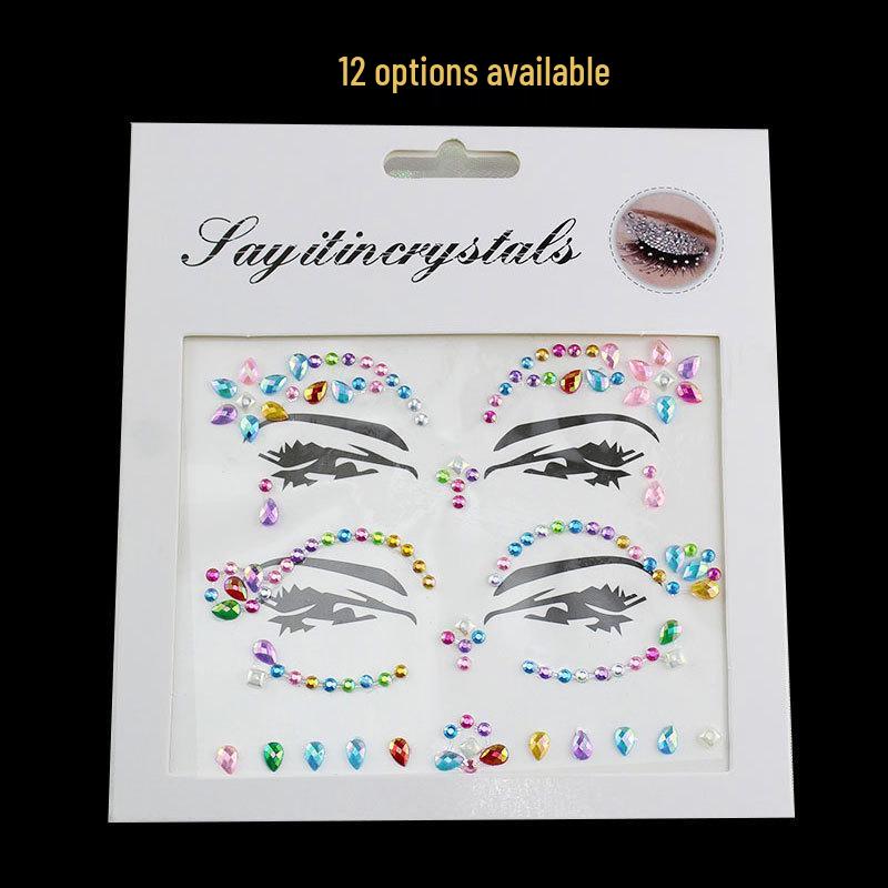 Face and Eye Rhinestone Teardrop Stickers - Pearl & Diamond Bindi Jewelry
