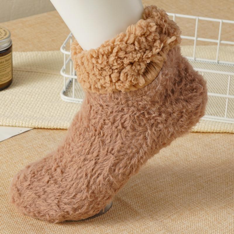 

Зимние Уютные Пушистые Плюшевые Носки Утепленные Теплые Удобные Термальные Домашние Носки для Сна One size темный кофе