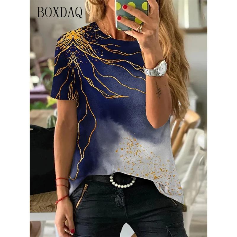 Fashion Women T-Shirts Gradient 3d Print Streetwear Ladies T Shirt Short Sleeve Tie-dye Trend Pullover Tee 6XL Plus Size Tops