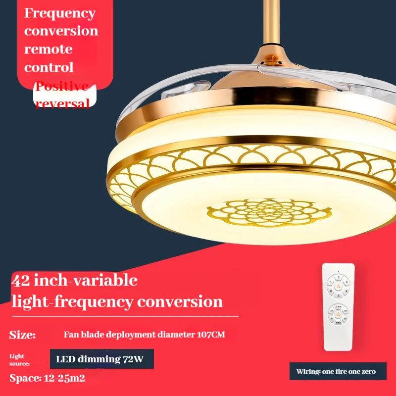 220V Invisible Ceiling Fan Lamps Bedroom Living Room Dining Room Study LED Modern And Minimalist Household Pendant Light