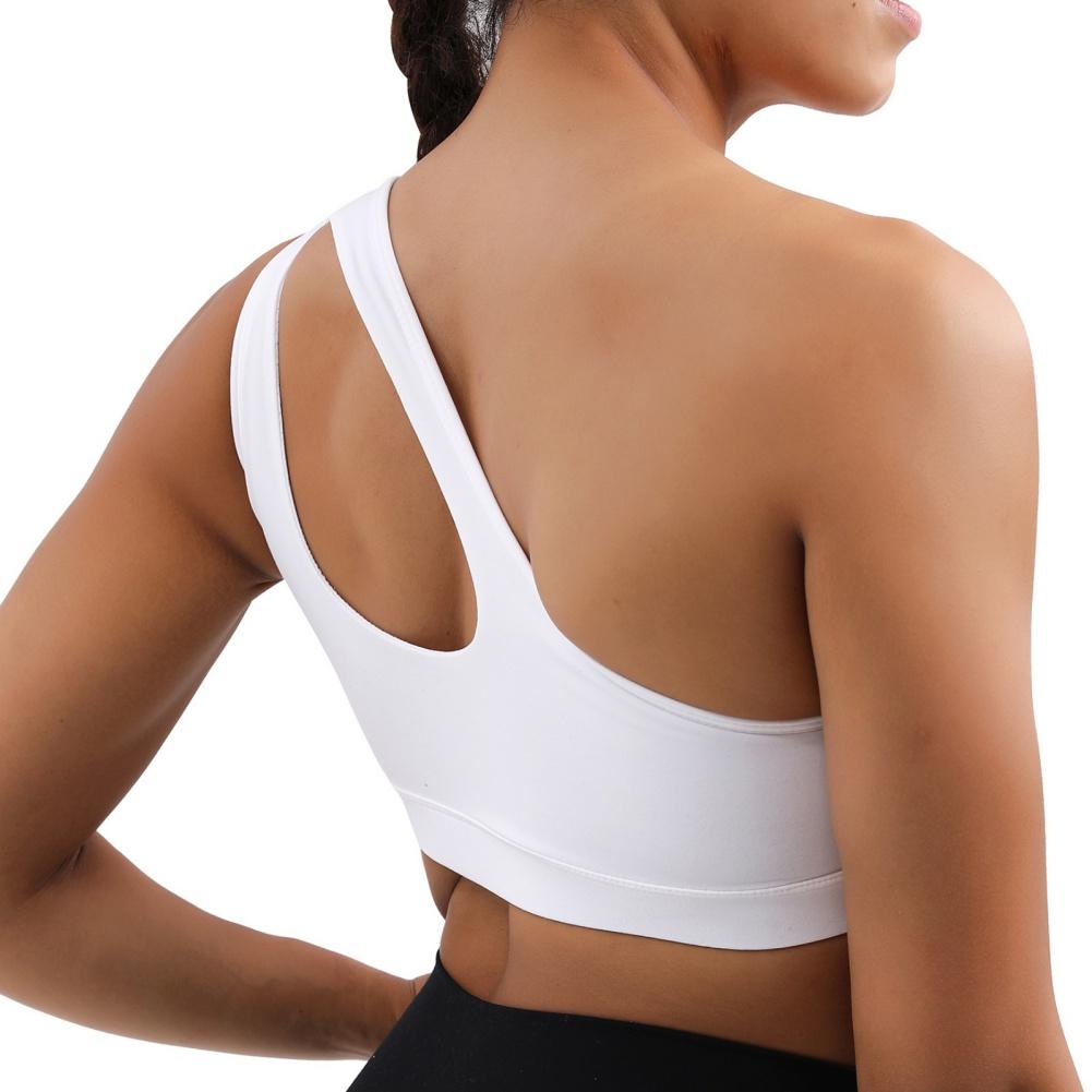 Damen Sport-BH mit One-Shoulder-Träger, süßer Workout-Yoga-BH, mittlerer Halt, gepolstert, bügellos, atmungsaktiv, Sport-Tops, Fitness, Fitnessstudio, Yoga, Sportweste